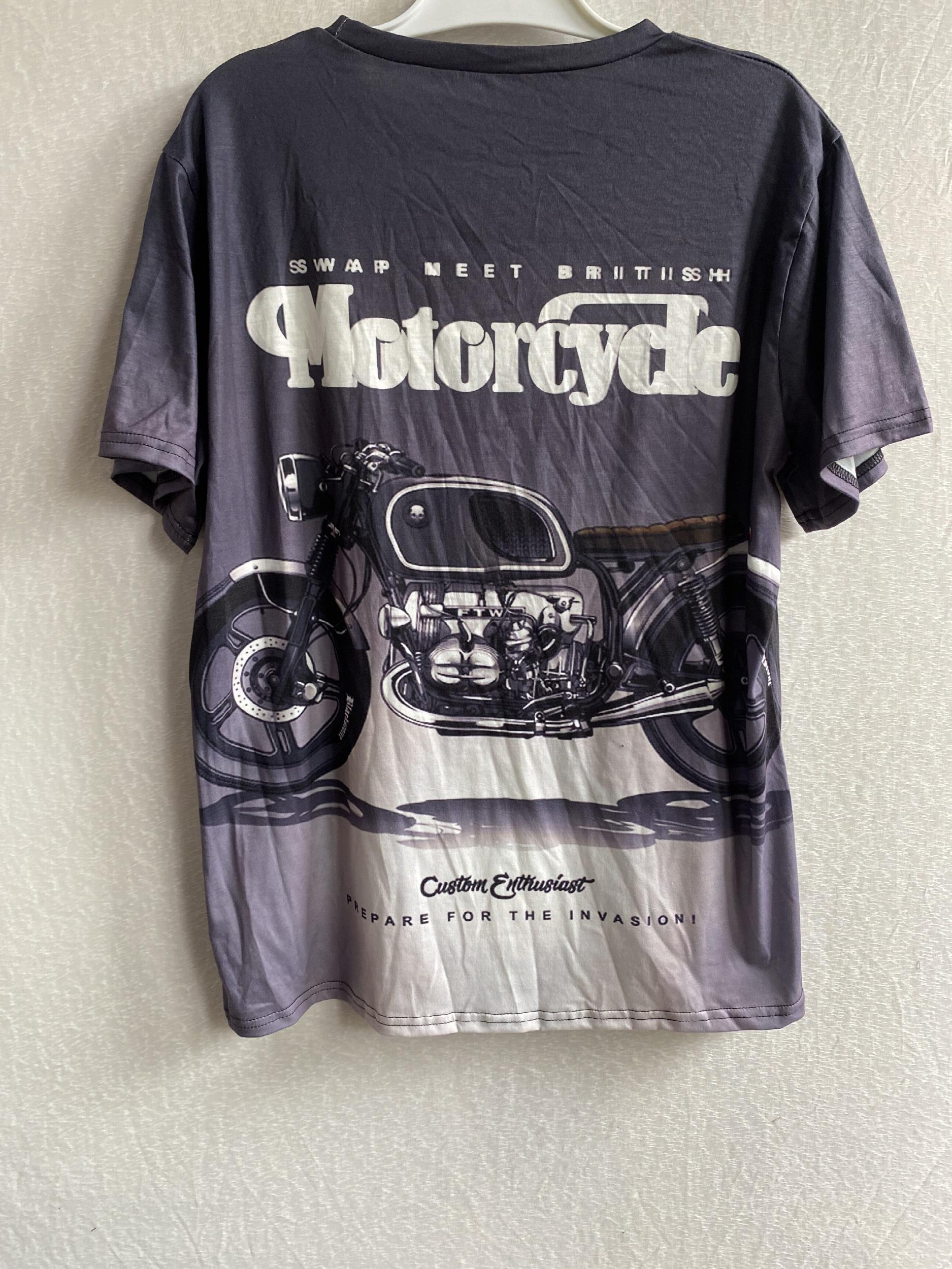 Motorcycle Pattern Print Men's Short Sleeve T shirt Graphic Tee