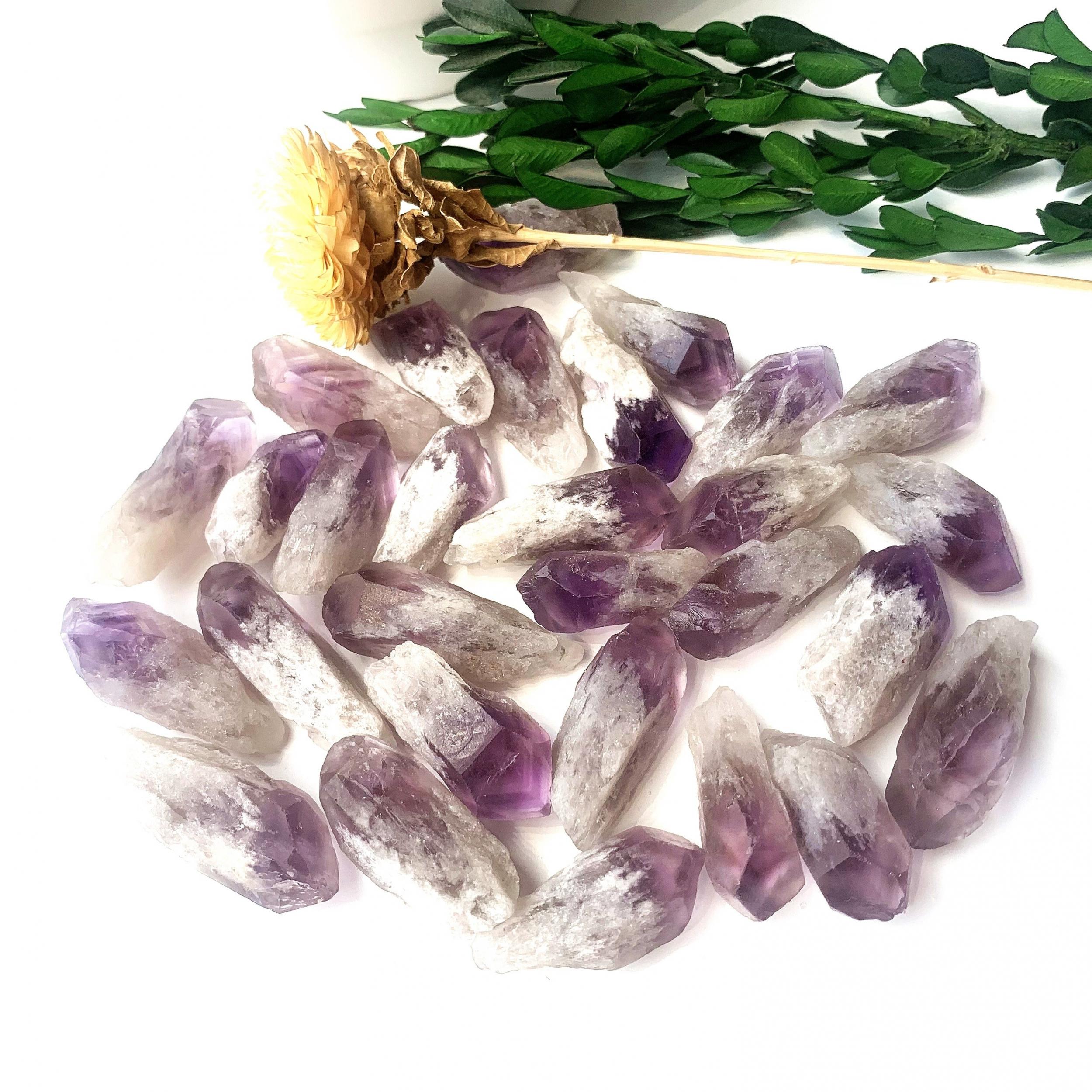 5pcs Natural Amethyst Raw Stone Crystal Rough Points Bulk Gemstone Reiki Healing