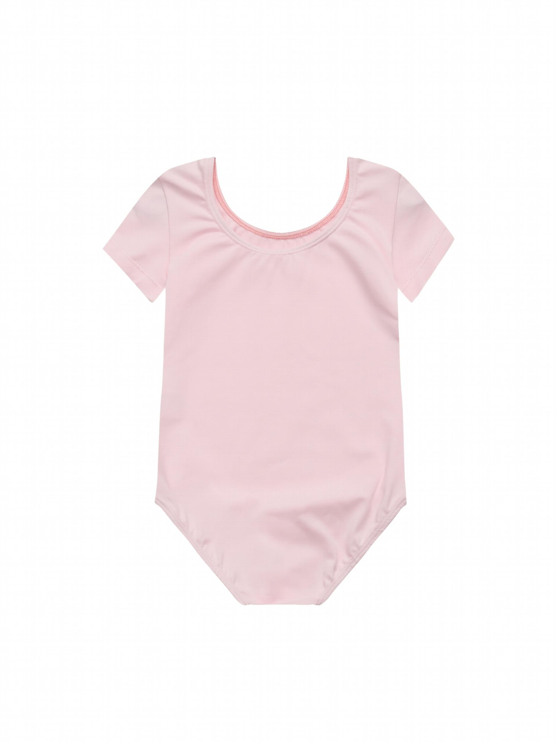 Girls Skinny Ballet Short Sleeve Bodysuit for Dance Training