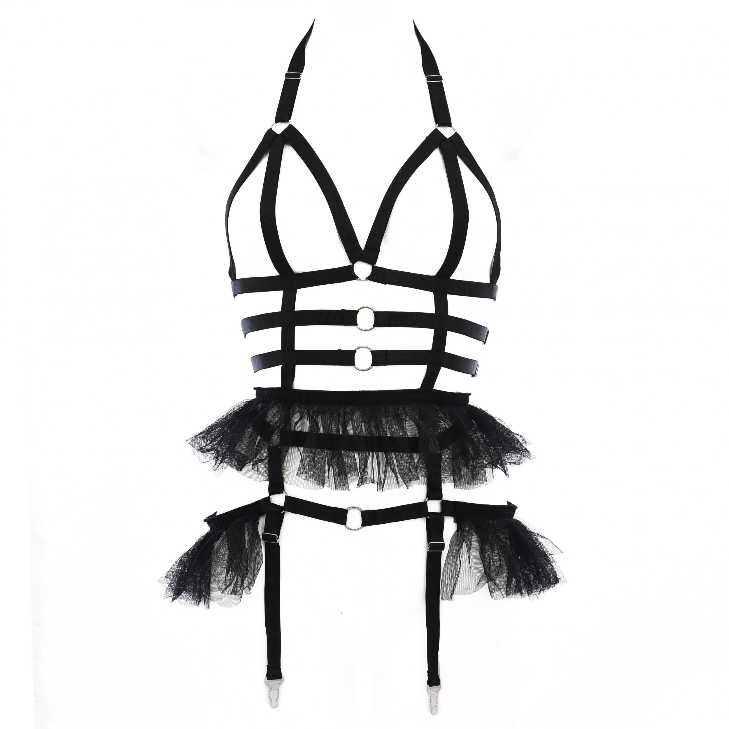 Women's Hollow Out Lace Mesh Halter Body Harness Belt