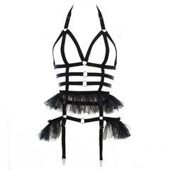 Women's Hollow Out Lace Mesh Halter Body Harness Belt