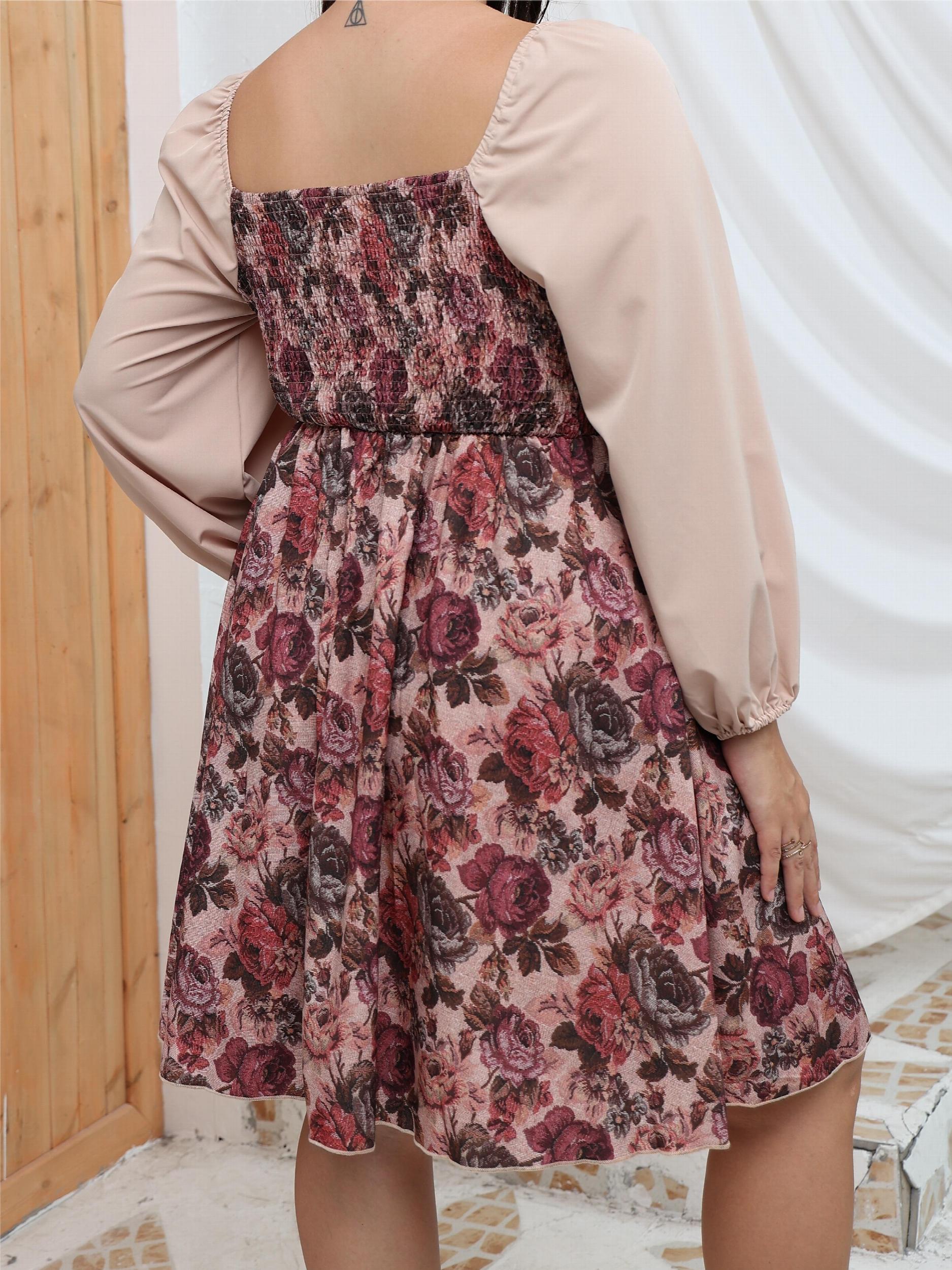  Casual Dress Women's Plus Lantern Sleeve Sweetheart Neck Dress