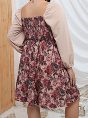  Casual Dress Women's Plus Lantern Sleeve Sweetheart Neck Dress