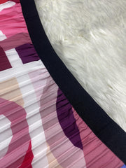 Abstract Print A-line Skirt Elastic Waist Pleated