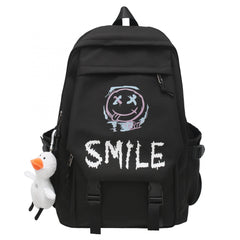 Graffiti Flap Laptop Backpack Buckle Decor Student Schoolbag