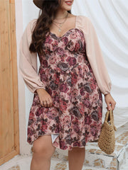  Casual Dress Women's Plus Lantern Sleeve Sweetheart Neck Dress