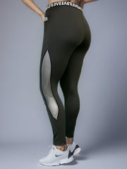  Sports Pants Women's Plus Letter Tape Contrast Mesh Medium Stretch Sp