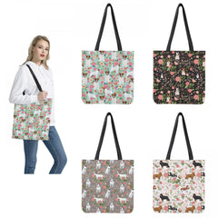 Floral Puppy Print Backpack - Eco-Friendly Shopping Bag