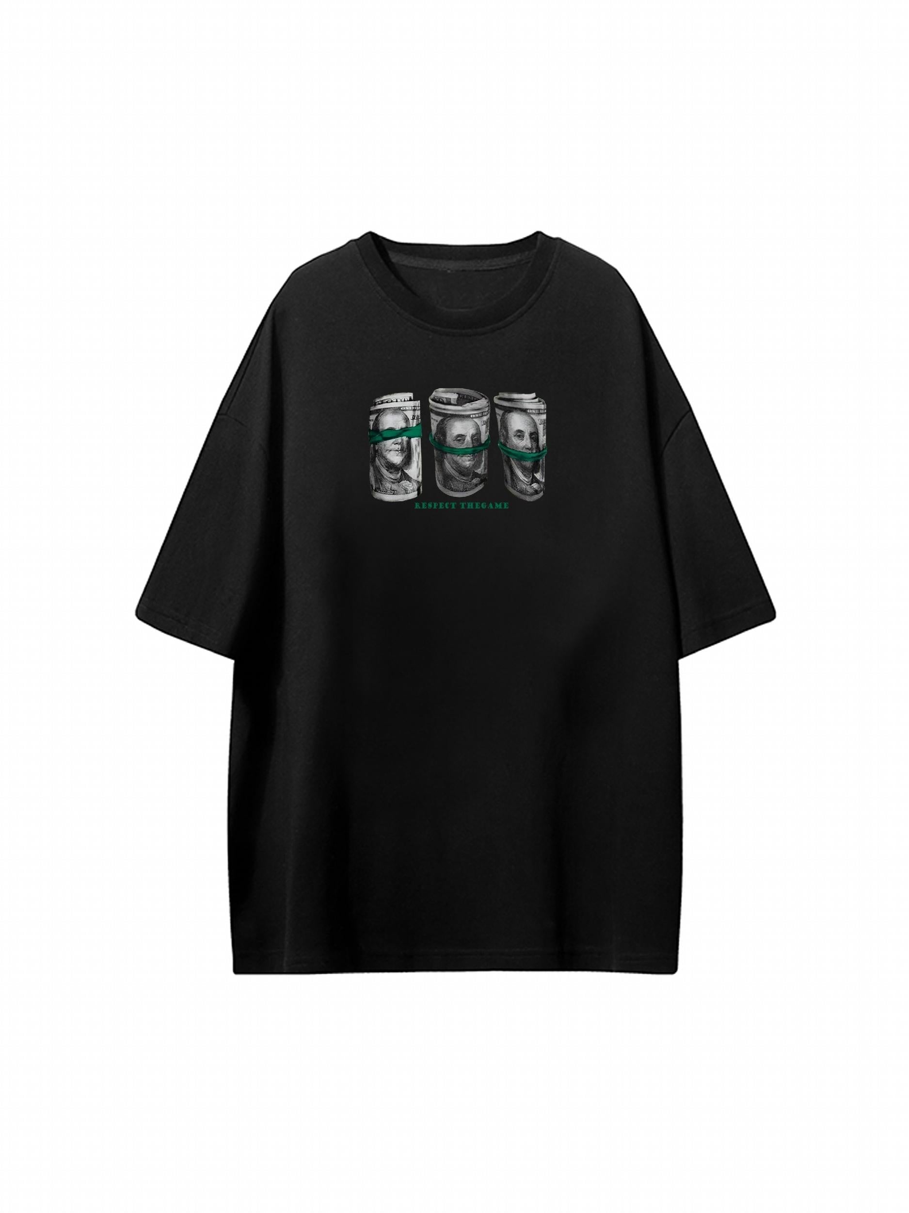 Graphic Hip-hop T-shirt Loose Banknote Style Unisex Top