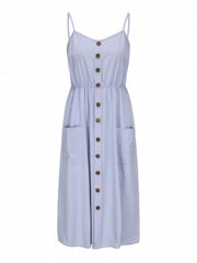  Solid V Neck Sleeveless Cami Dress