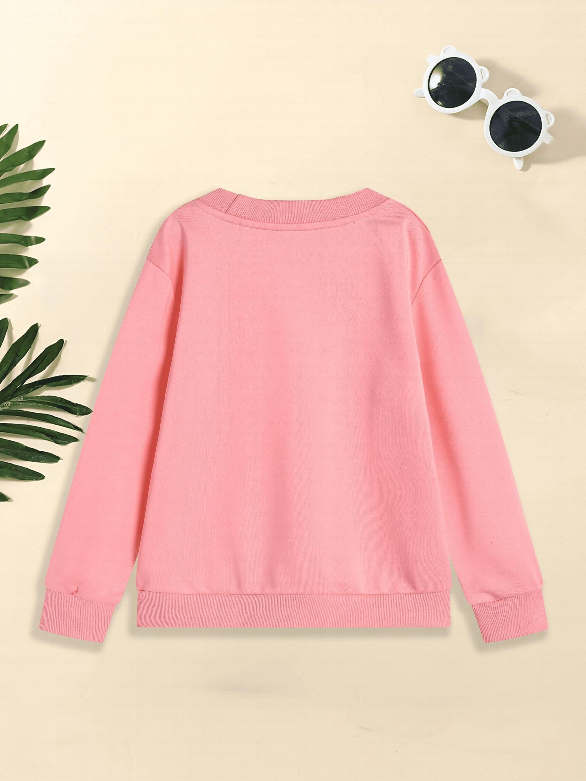 Girls' Leopard Pencil Graphic Sweatshirt Long Sleeve Round Neck Pullover