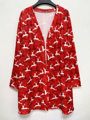  Christmas Deer Print Cardigan Open Front Long Sleeve