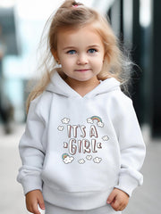 2pcs Rainbow Print Outfits Girls Hoodies Jogger Pants Set For Girls Sports