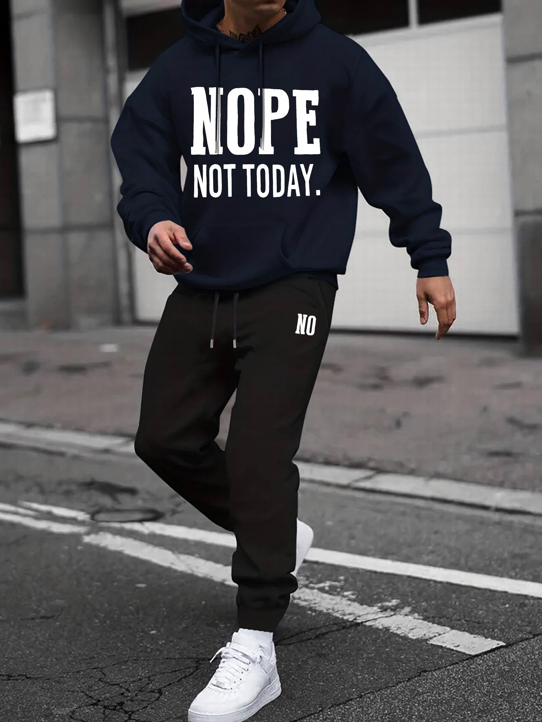 Men's Casual Long Sleeve T Shirt Hooded Sweatshirt & Joggers Set