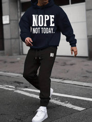 Men's Casual Long Sleeve T Shirt Hooded Sweatshirt & Joggers Set