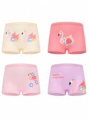 4pcs Girls Animal Boxer Briefs Soft Breathable Kids Underwear
