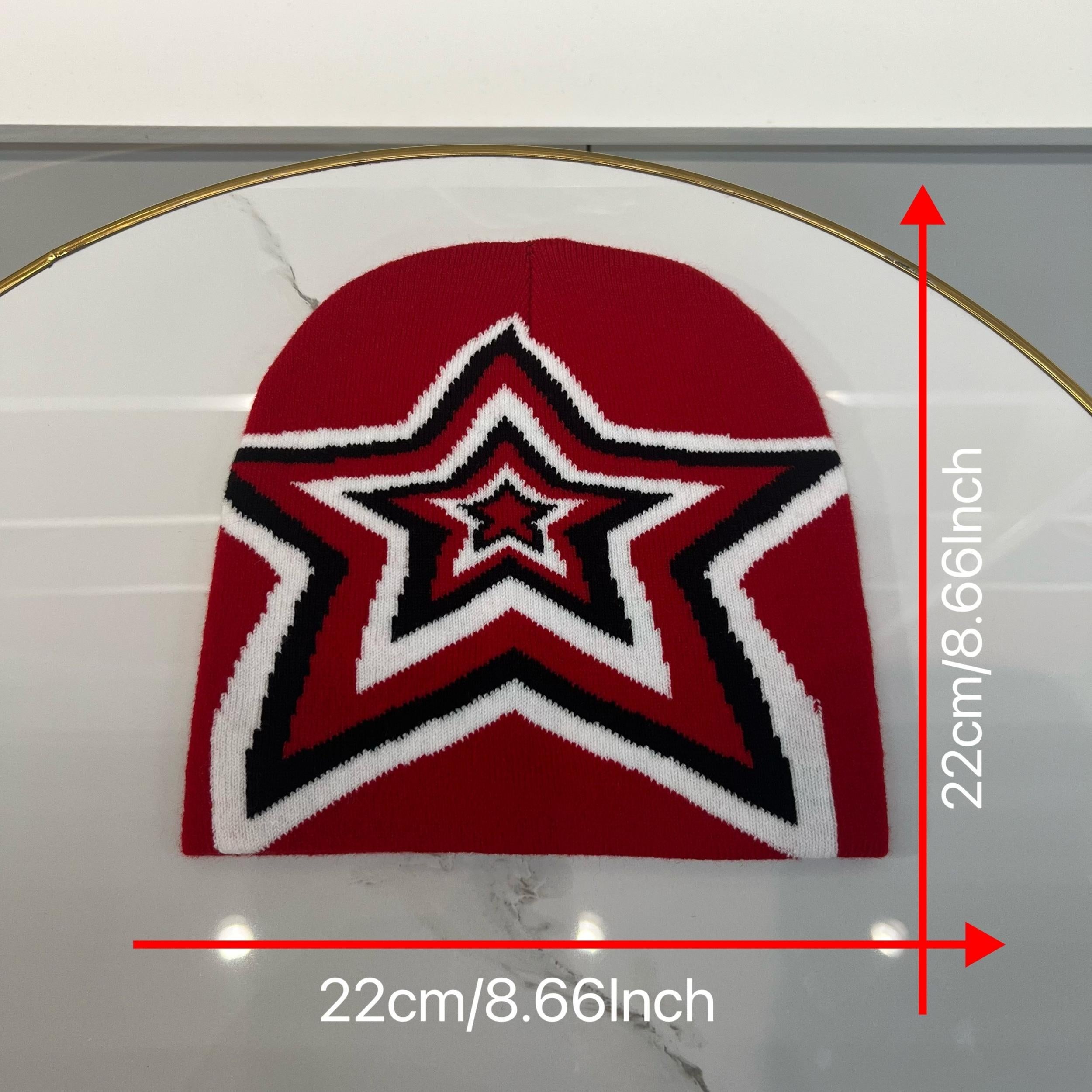 Elastic Sport Knit Beanie Hat with Star Pattern