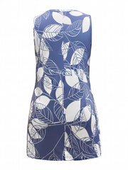  Leaf Print V Neck Cut Out Tank Top