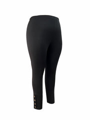  Casual Leggings Women's Plus Solid Button High Rise Leggings