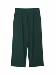  Women's Wide Leg Trousers Button Detail High Rise Solid Stitching