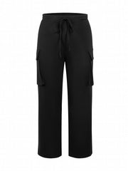  Solid Wide Leg Cargo Pants