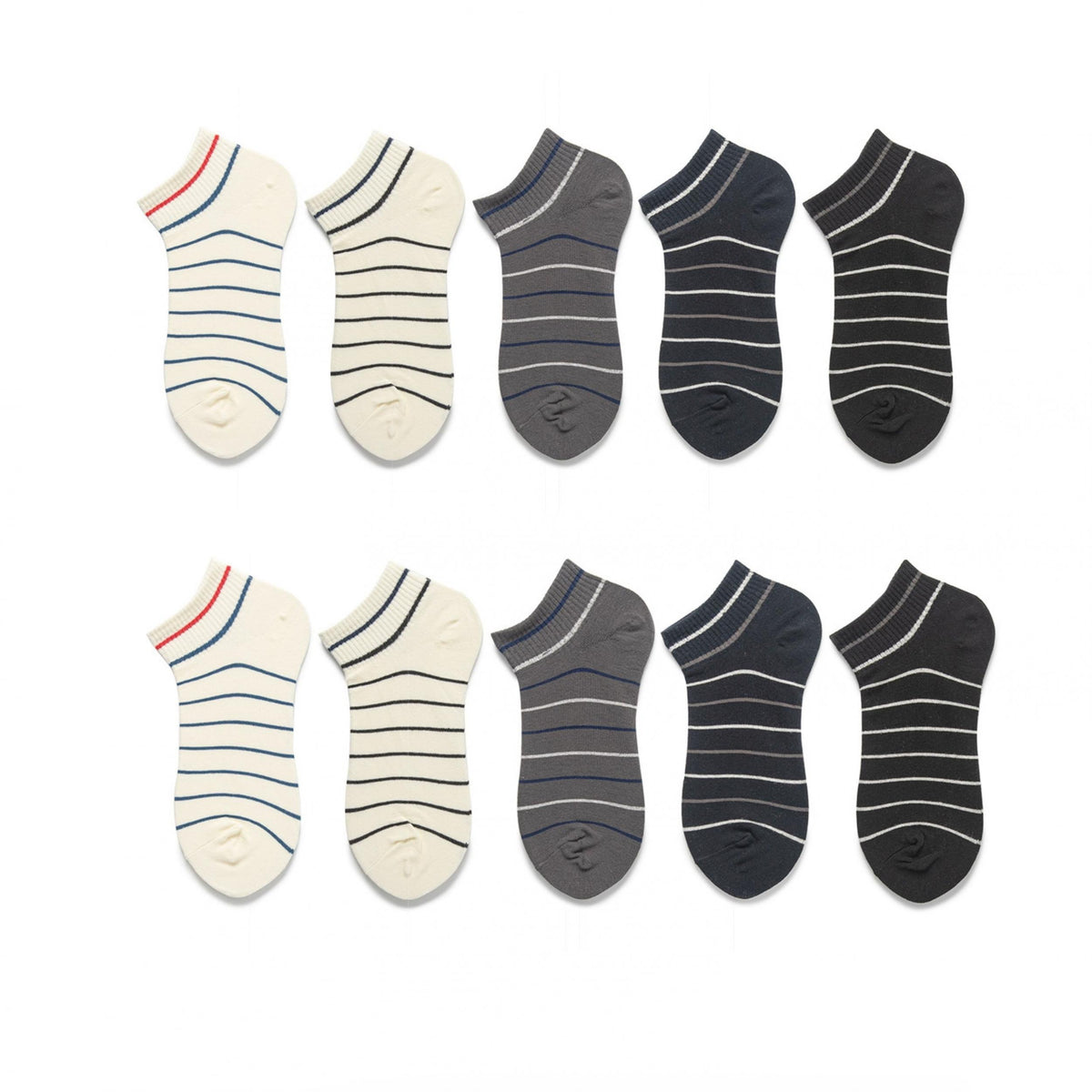 10 Pairs Striped Short Socks Comfy Sports Stockings Women's Hosiery