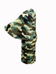  Camo Butterfly Sleeve Bodycon Dress