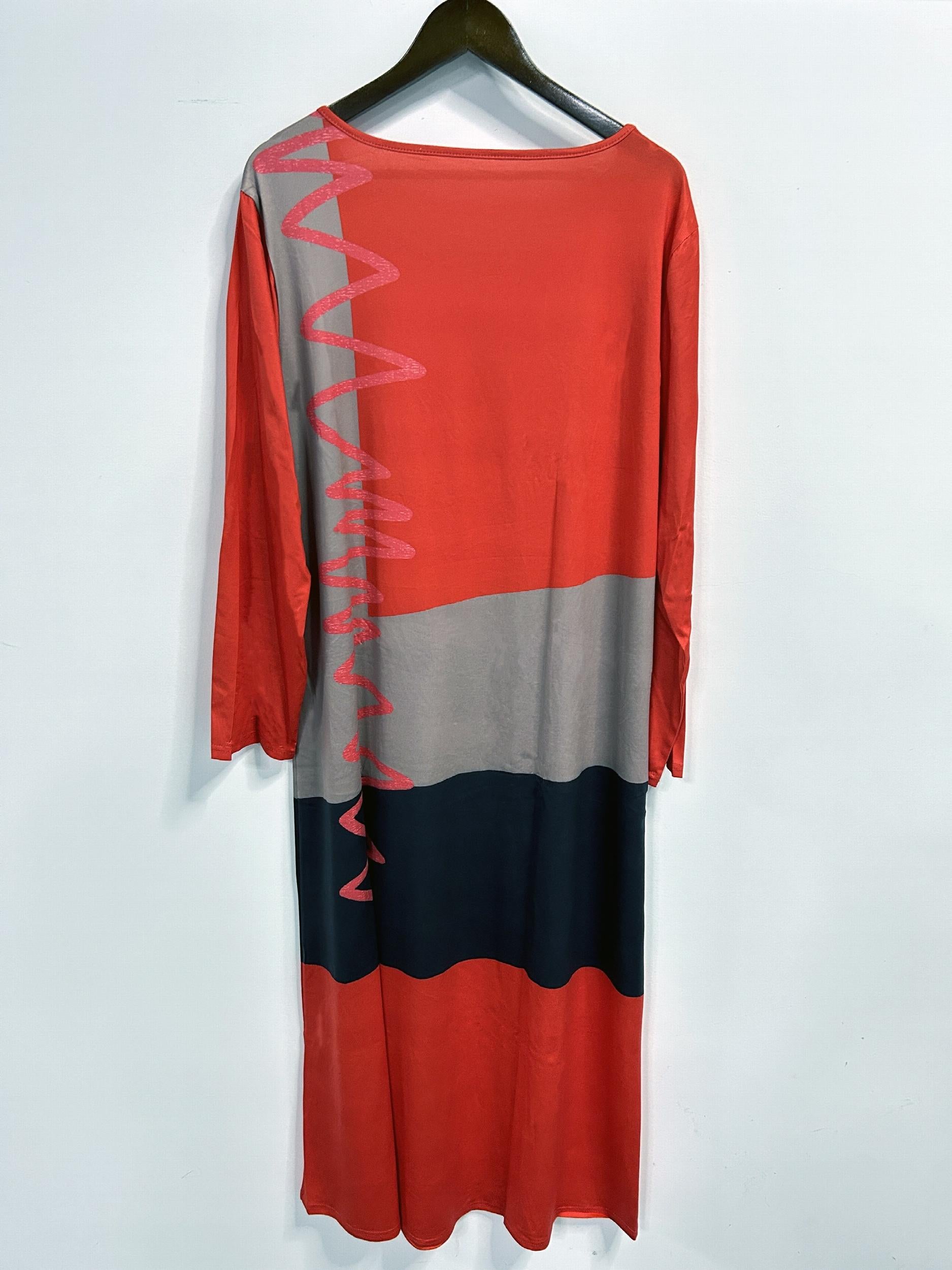 Colorblock Long Sleeve Maxi Dress