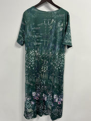 Women's Plus Floral Print Button Decor Short Sleeve Notched Neck Dress