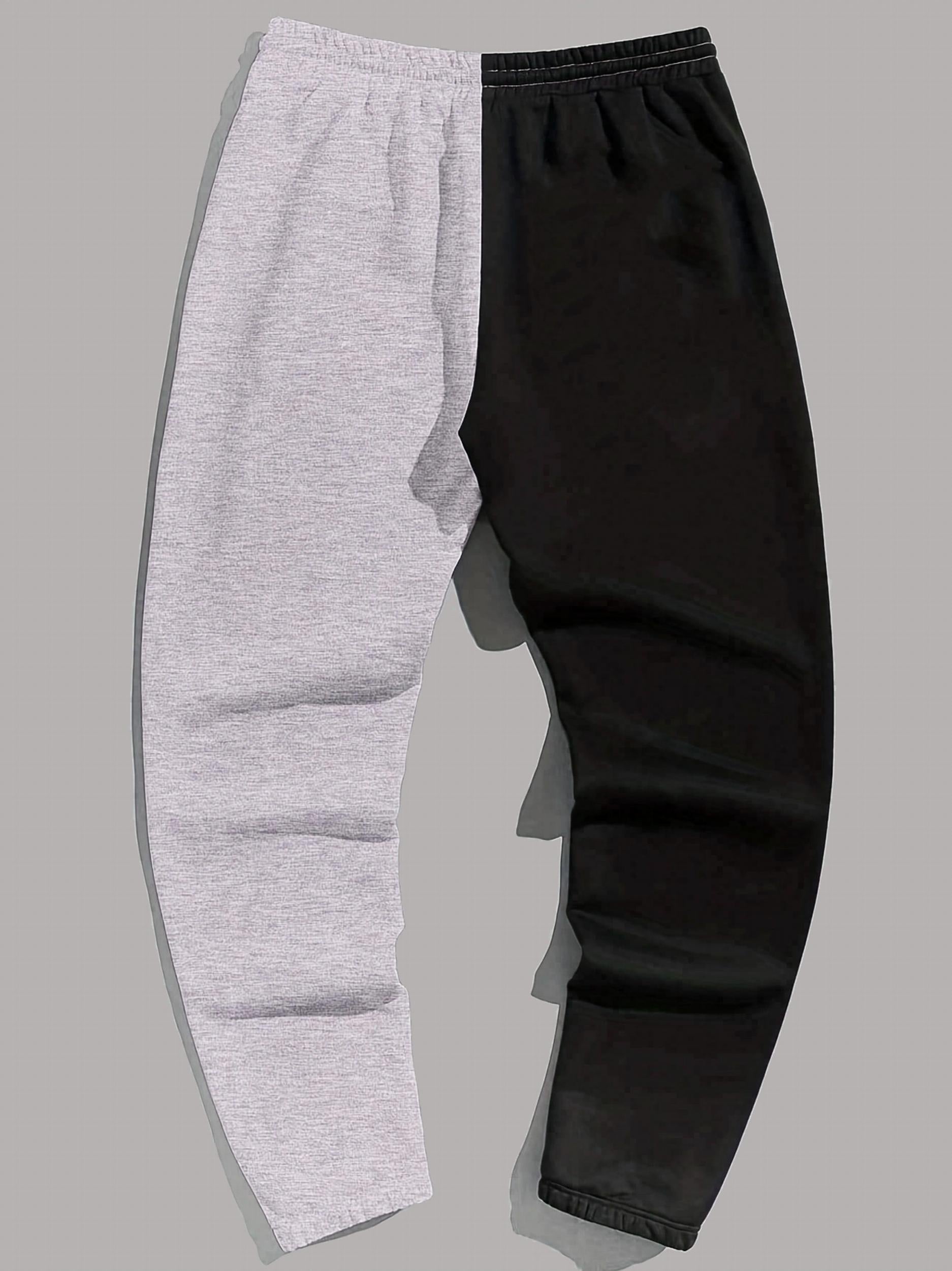 Skull Print Men's Splicing Drawstring Sweatpants Casual Jogger Pants
