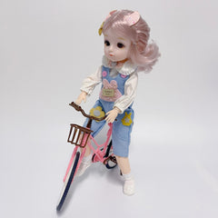 22 Inch BJD Joint Dolls Bike Pink/Brown Two Tone Plastic Doll House Accessories