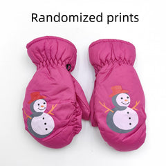 Kids Winter Gloves, Finger & Thumb Protection, Cartoon Skiing Glove