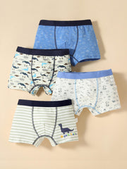 4pcs Boys Dinosaur Seahorse Boxer Briefs Underwear Soft Comfortable Kids Clothes