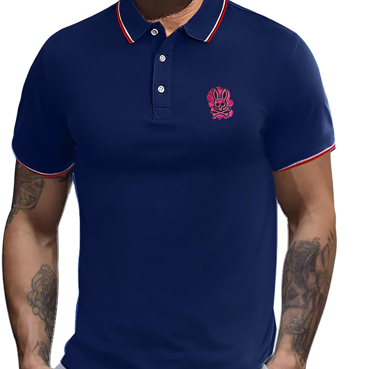 Men's Rabbit Skull Shirt Active Stretch Lapel Button Up Short Sleeve