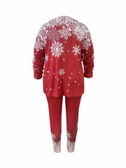  Snowflake Print Tunic Top & Leggings Set
