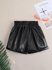 Girls PU Leather Shorts Comfortable Casual Pants For Kids