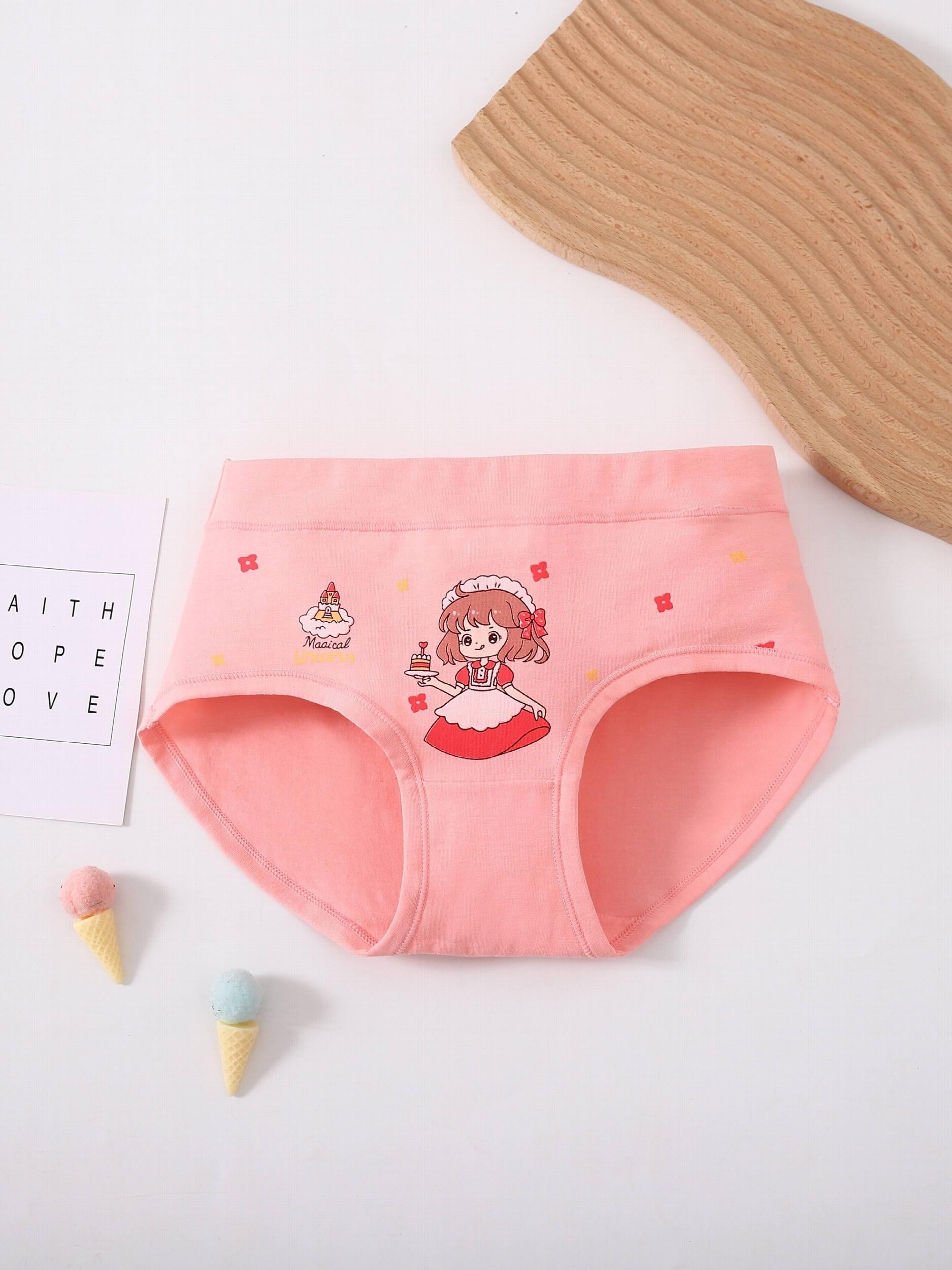 4 Pack Girls Cotton Panties Briefs Sweet Girl Pattern