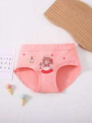 4 Pack Girls Cotton Panties Briefs Sweet Girl Pattern