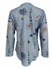  Floral Print Long Sleeve Tunic Shirt