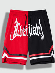 Boys Block Letter Print Gym Workout Shorts Quick Dry Lightweight