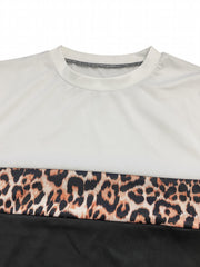  Colorblock Leopard Print Top & Pants Set