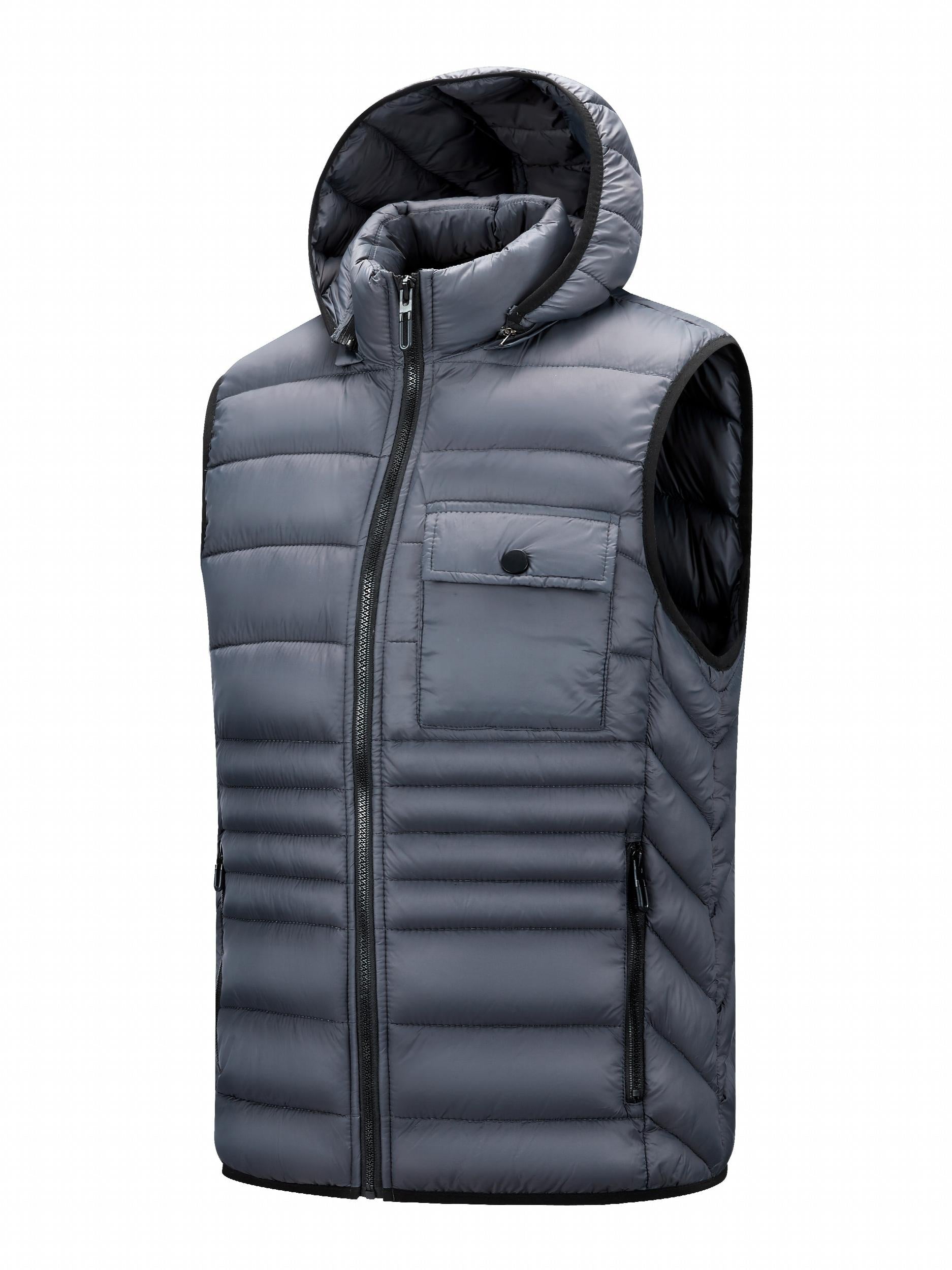 Hooded Vest Men's Zip Up Casual Winter Vest