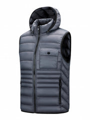 Hooded Vest Men's Zip Up Casual Winter Vest