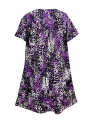  Casual Dress Women's Plus Random Print V Neck Medium Stretch Dress