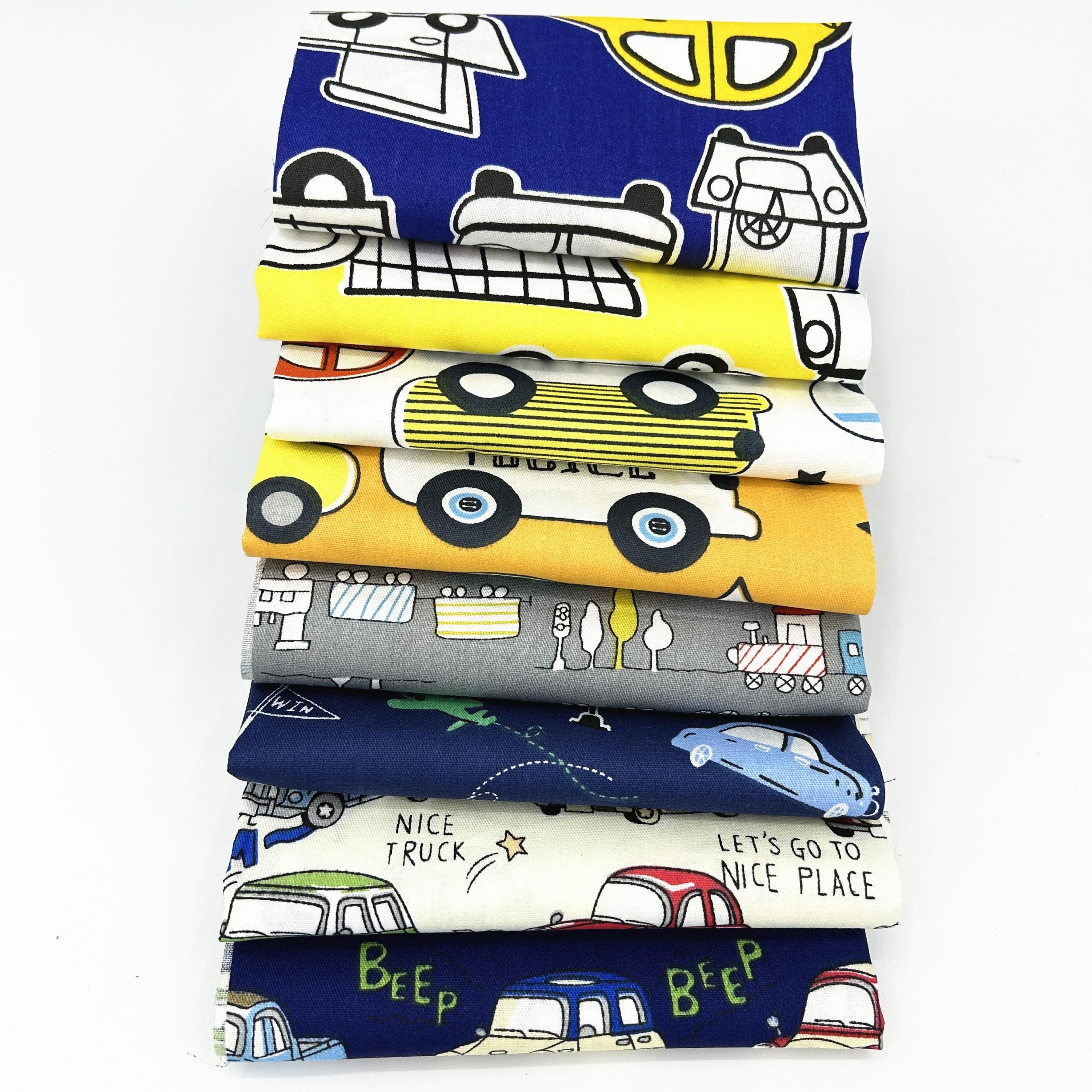 8pcs Car Cartoon Printed Fabric Sheets DIY Doll Patchwork