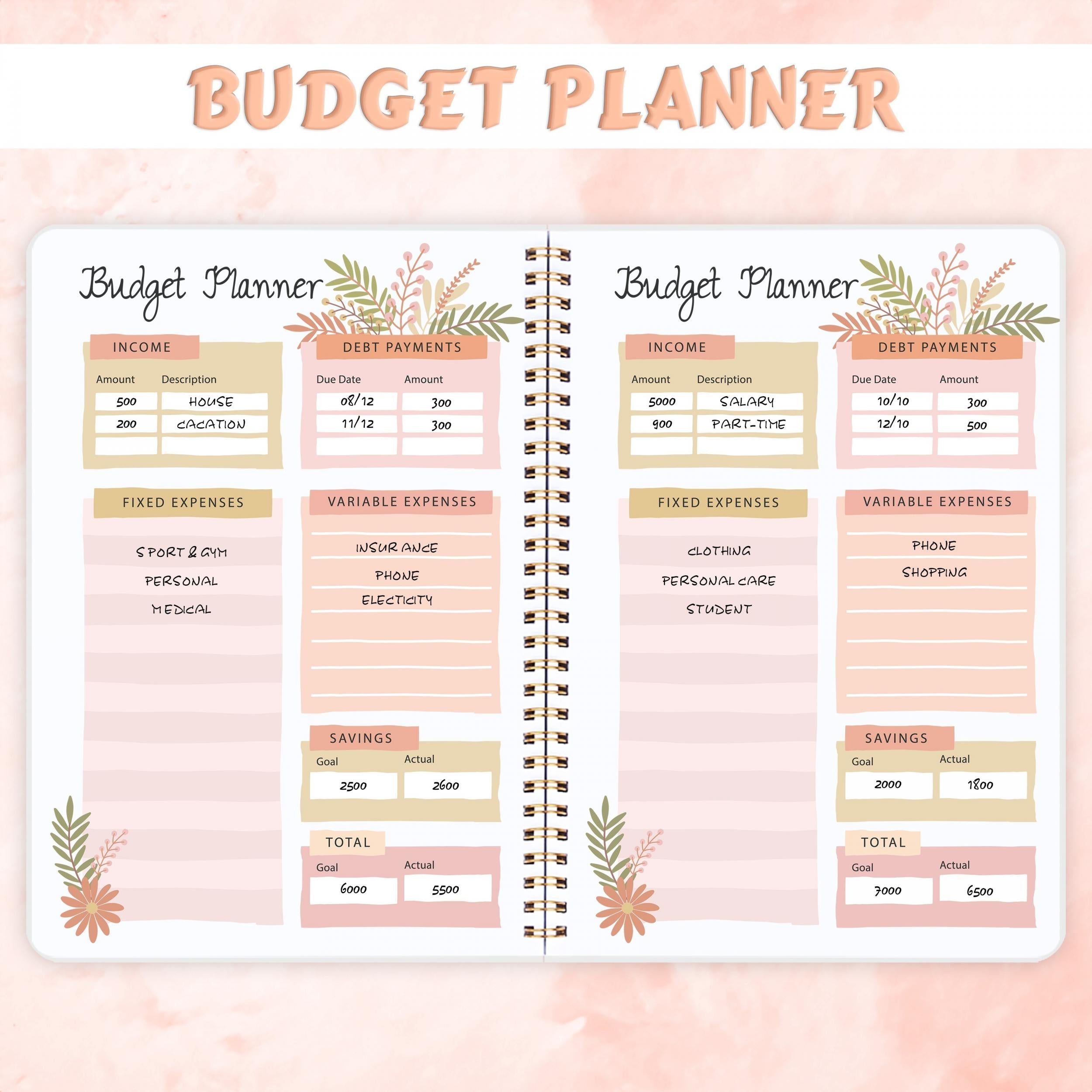 Spiral Budget Planner Expense Tracker With Monthly Finance Organizer