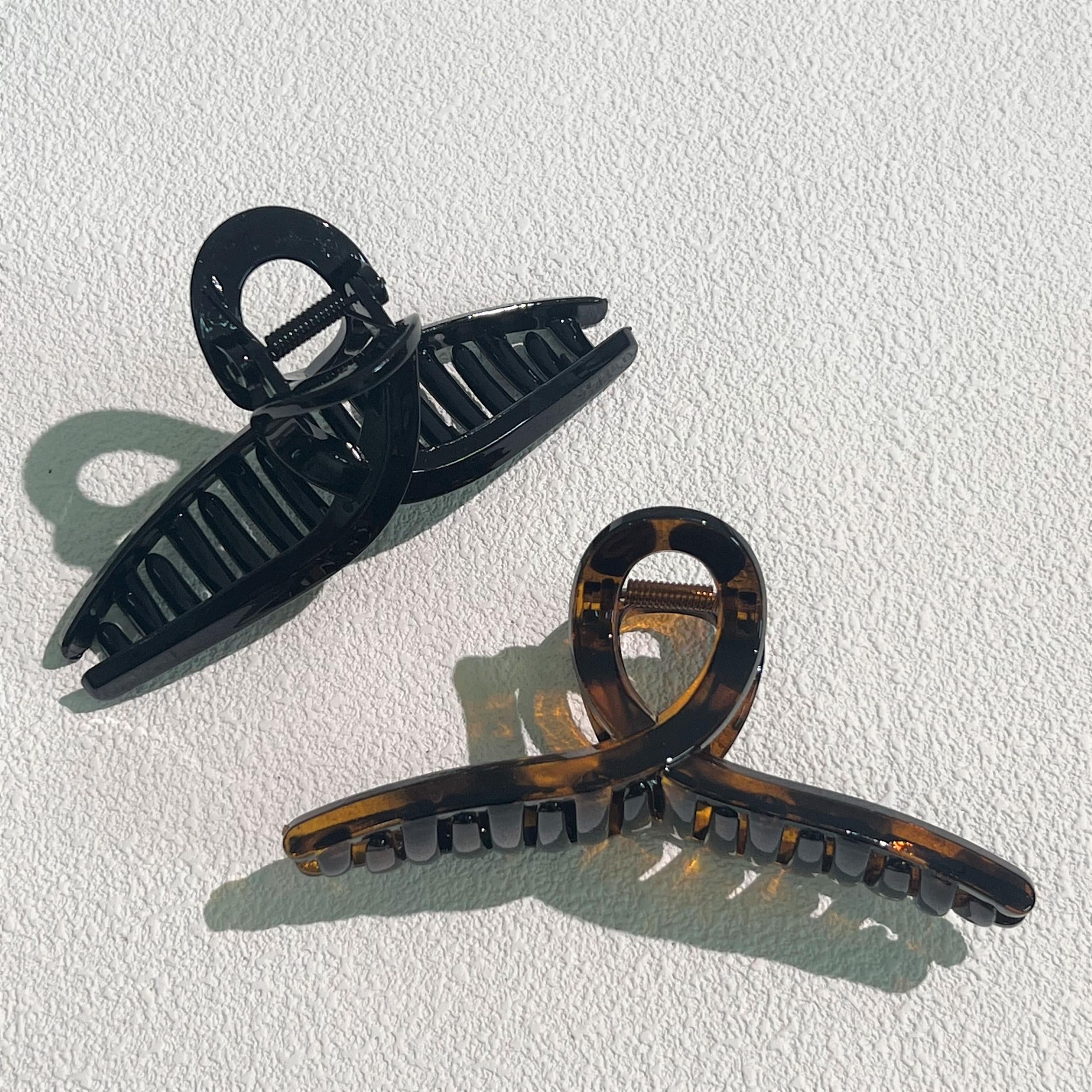 6pcs Large Hair Claw Vintage Glossy Style Solid Shark Claw Hair Accessories