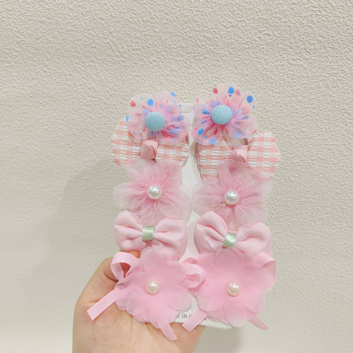 10pcs Flower Bowknot Hair Clips Fabric Barrette Sweet Hair Accessories