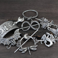 Vintage Witch Pagan Hairpin Dragon Crescent Moon Hairpin Magic Occult Hair Stick