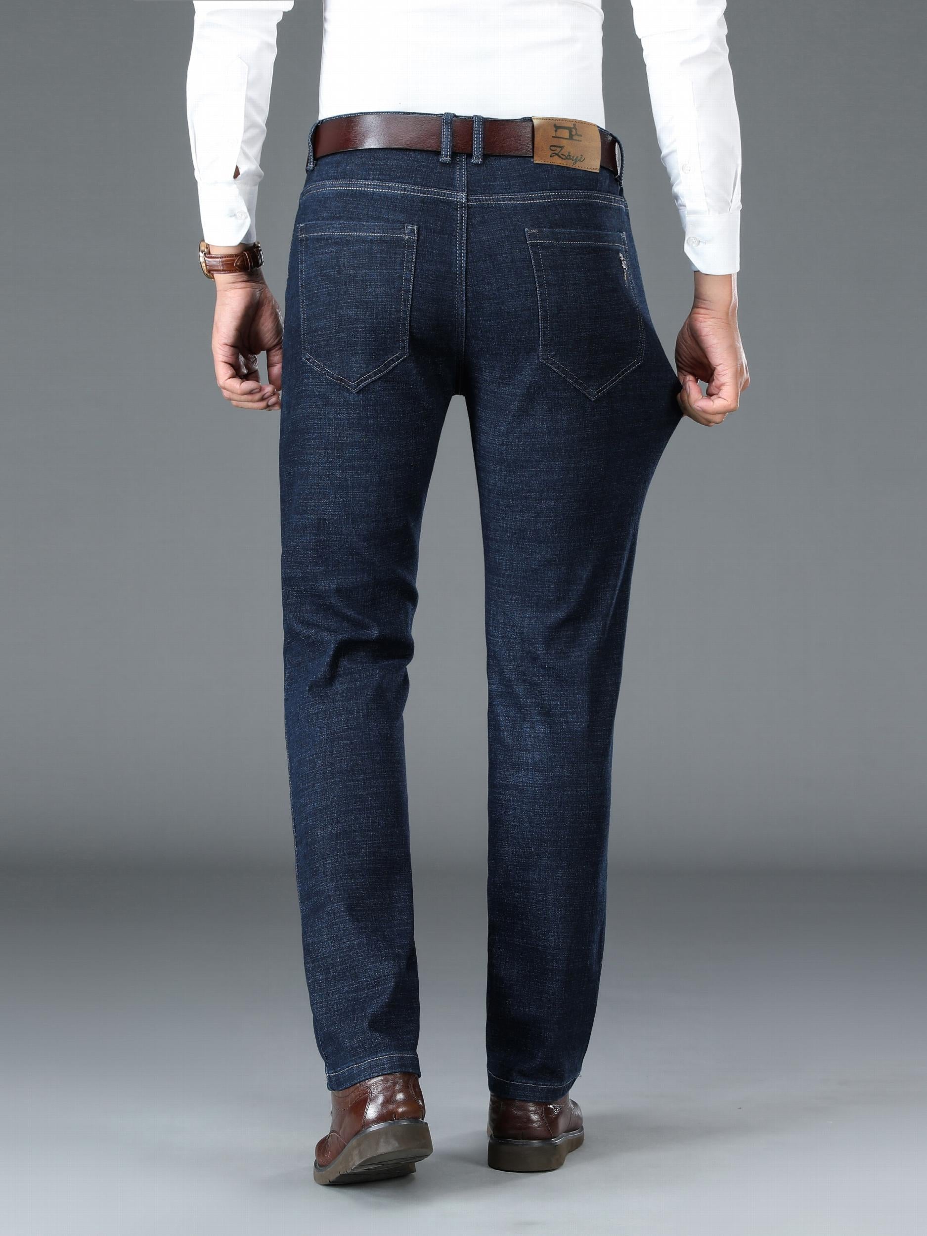 Father's Gift Straight Fit Jeans Men's Casual Trousers Spring Fall Business